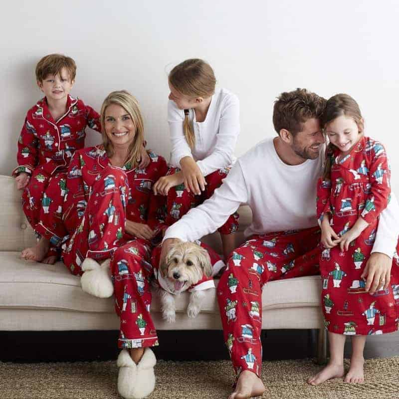 matching christmas pjs and dog