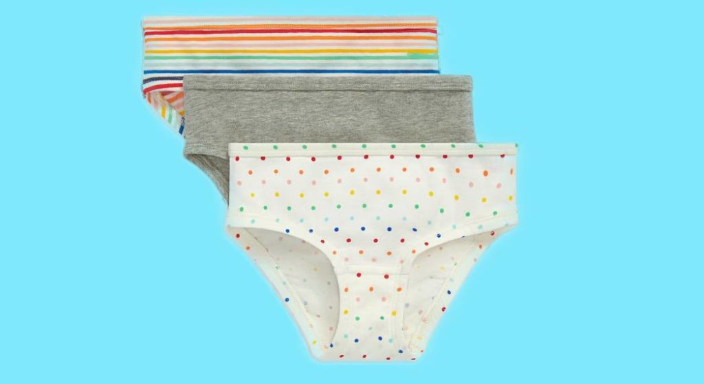 Three examples of the best underwear for girls.