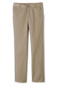 Land's End Uniform Girls Perfect Fit Iron Knee Blend Plain Front Chino